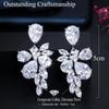 CMM Luxury Bridal Silver Color Jewelry Water Drop Cubic Zirconia Drop Earrings
