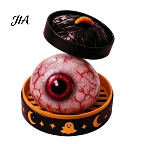 Halloween Party Favors 1/5/6Pcs Dumpling Squeezing Toy with Steamer, Pumpkin Ghost Eyeball Skeleton Bun Stress Relief for Kids Adults,