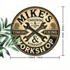 "Mike's Repair Shop" Sign. Rust-resistant Aluminum Decor for Garage, Bar or Farm.