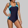 Charmleaks One Piece Women Sports Swimwear Sports Swimsuit Colorblock Swimwear Open Back Boyshort