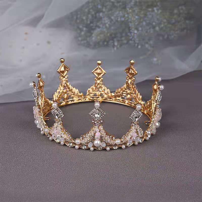 Bridal Crown Internet Celebrity Friends Friends Girlfriends Gift Round Crown 18-Year-Old Adult Gift Headgear Rhinestone Crystal Crown