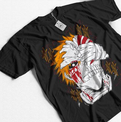 Футболка Ичиго Куросаки из Bleach Полоса с Мангой Хоррор Аниме Подарок Футболка Все Размеры Унисекс Футболка