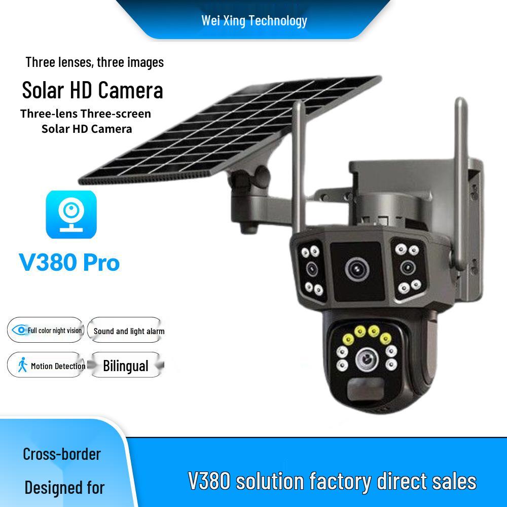 V380Pro Dual-Lens 4G Solar CCTV Camera for Outdoor Home Remote Monitoring