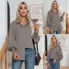 Ladies' Geometric Printed Lantern Sleeve Shirt Long Sleeved Shirt Top
