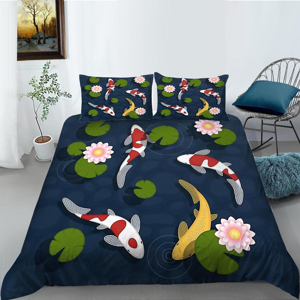 Постельное белье с рисунком 3D-пейзажа, односпальная двуспальная кровать, полноразмерная наволочка и пододеяльник, печать с изображением моря и растений, украшение дома из материала из микрофибры