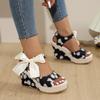 Spot Spring and Summer New Flower Fish Mouth Wedge Sandals Foreign Trade Large Size Strap Platform High Heel Fashion Sandals