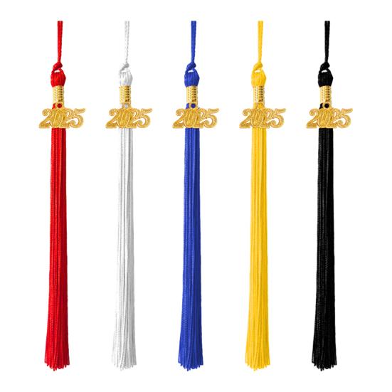 Кисточка для выпускного с подвеской в виде даты 2025 года, однотонная, длина 40 см, кисточка для шляпы для выпускного сезона бакалавриата