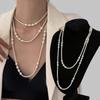 Simulated Pearl Long Necklace Multi-layered Sweater Chain Women's Necklace  Jewelry Accessories