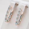 Double Layer Paved Oval Blue Zircon Gold Color Dangle Earrings Party Jewelry Women Trendy Accessories