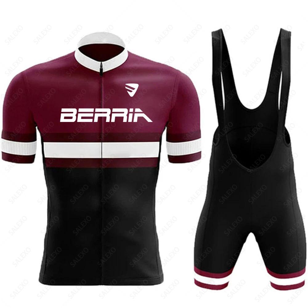 BERRIA Team Cycling Jersey Sets Summer Short Sleeve Mens Road Racing Bike Clothing Airproof MTB Bib Suit Ropa Ciclismo