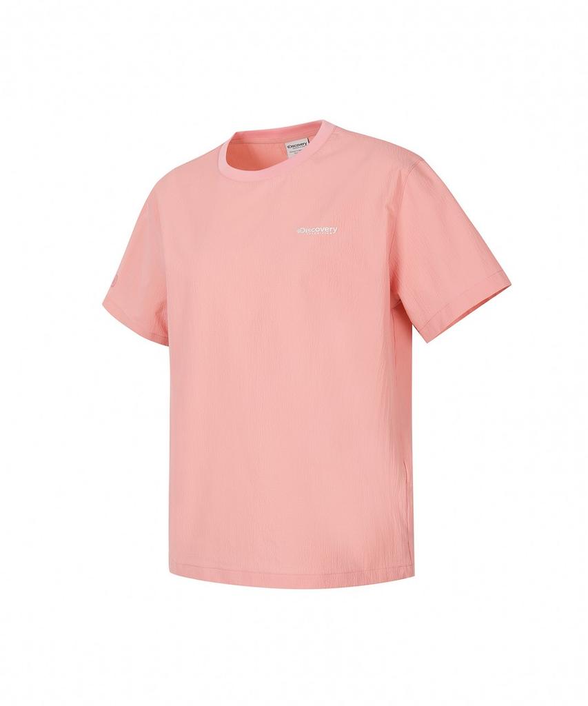 DISCOVERY EXPEDITION Women'S Seersucker Woven Short Sleeve T-Shirt (Peach)