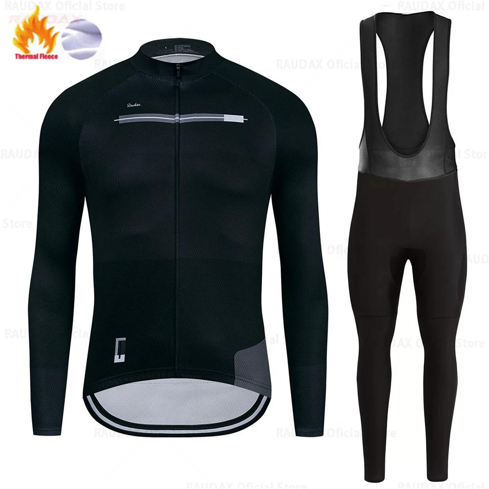 2025 Raudax Twelve Colors Winter Thermal Fleece Bicycle Clothing Cycling Jersey Set Bike MTB Riding Clothing Bib Pants Warm Sets
