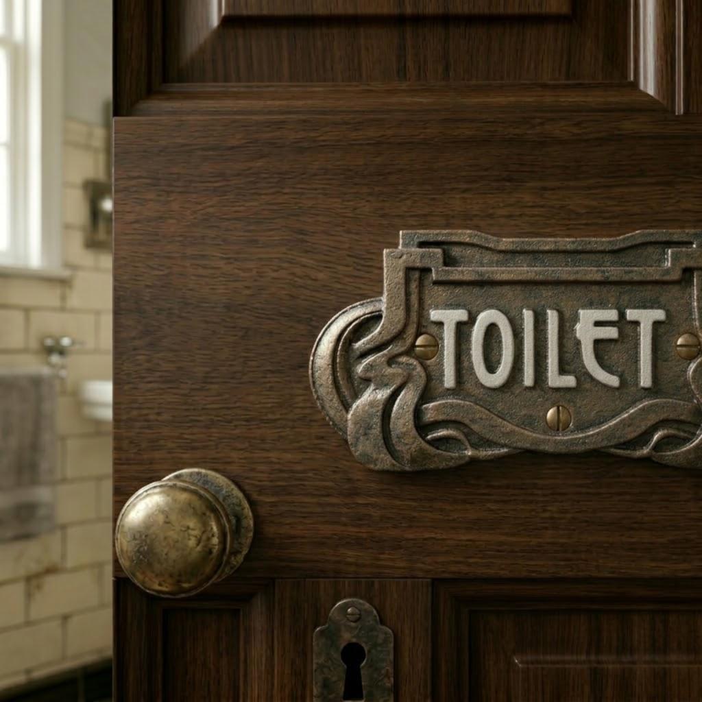 Cast iron toilet sign wc aged retro sign