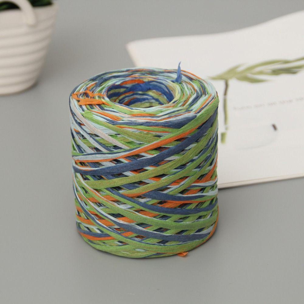 200m/Roll Raffia Paper Rope Multicolor Crochet Yarn High Quality Hand-woven Rope Gift Wrapping