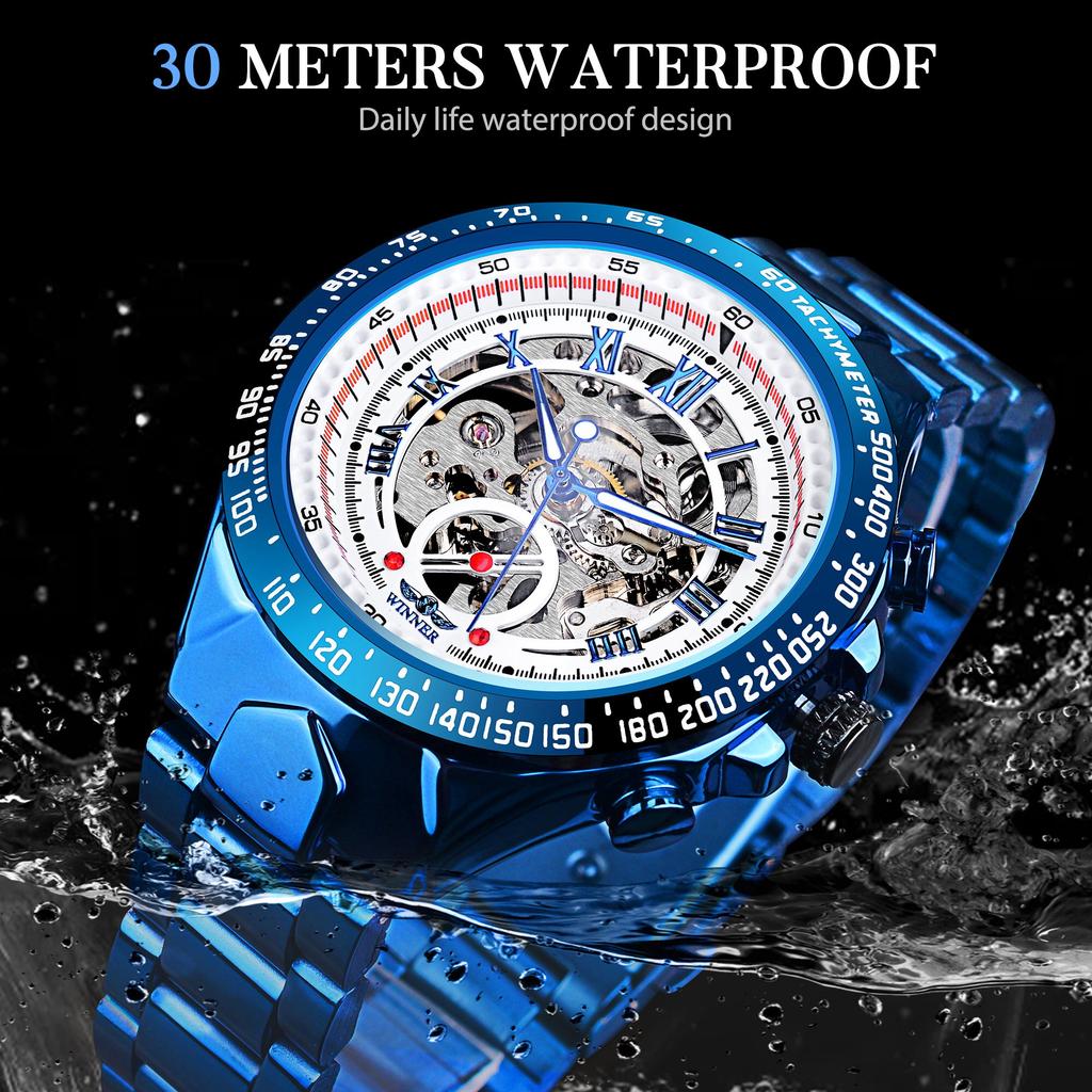 WINNER New Fashion Automatic Mens Watches Luxury Mechanical Wristwatches Hollow Watch