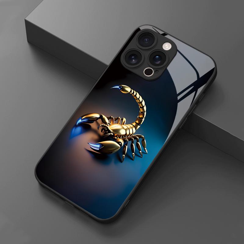 Закаленное стекло для телефона с узором золотого скорпиона, подходит для iPhone 17 16 15 14 13 12 11 Pro/Max/Plus, противоударное, защищающее от падений