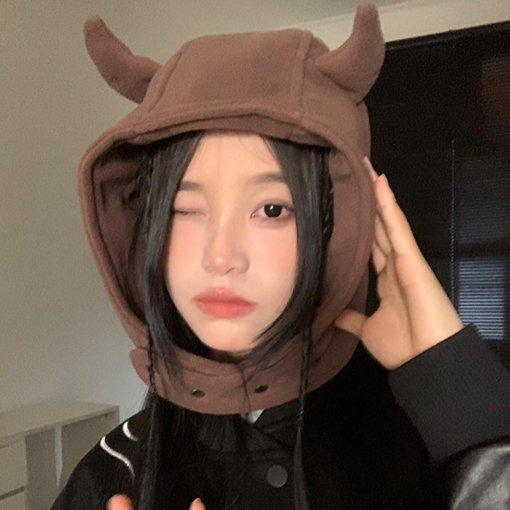 Ear Protection Lei Feng Cap Solid Color Winter Pullover Cap Fashion Demon Ear Hat Autumn/Winter