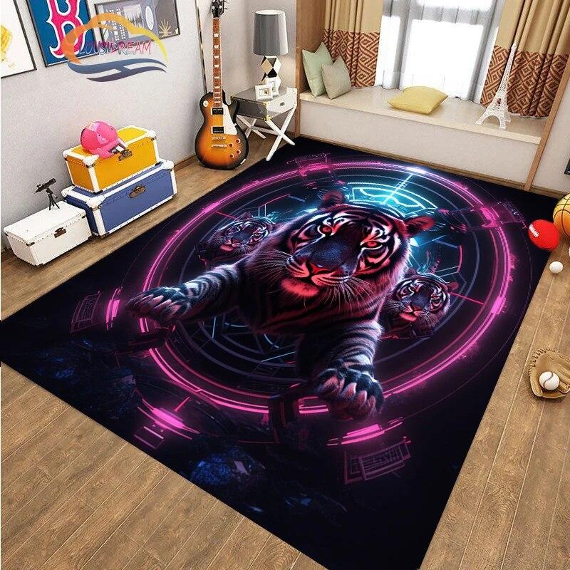 Коврик для пола с изображением животных, крутой тигр, модный ковер с рисунком для украшения дома, подарки, нескользящий коврик для гостиной и детской кровати