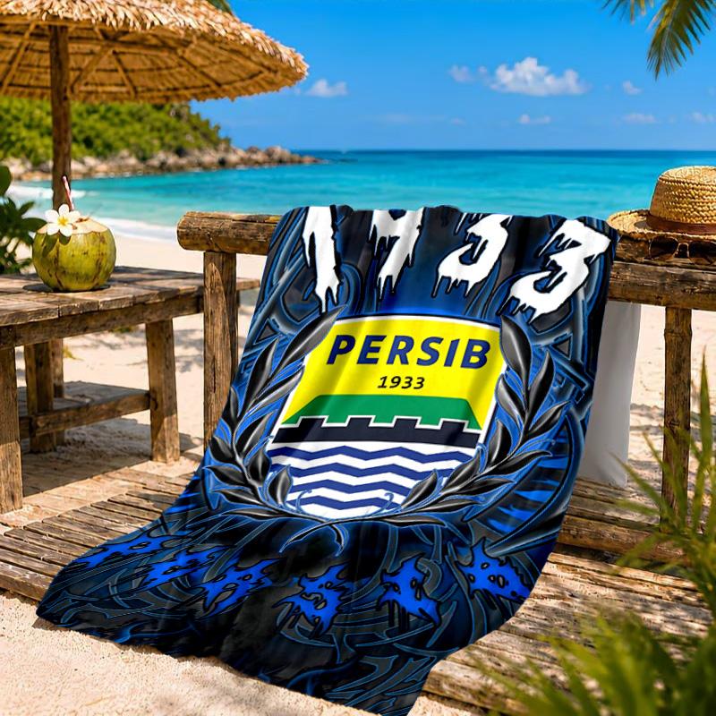 Persib Bandung Football Crest Beach Towel, Quick-drying, Easy to Care for, Suitable for Both Fitness and Beach Vacations,Sports Essential
