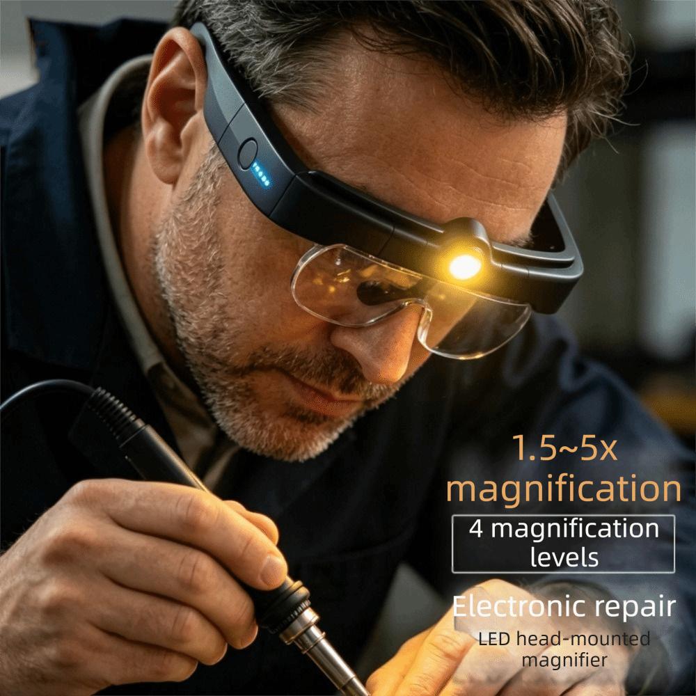 Hands Free LED Magnifying Glass With Light USB Rechargeable Magnifier Close Work