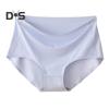 Women Ice Silk Panties Hip Lifting Tummy Control Cotton Crotch High Waist Briefs Seamless Breathable Solid Color Underwear