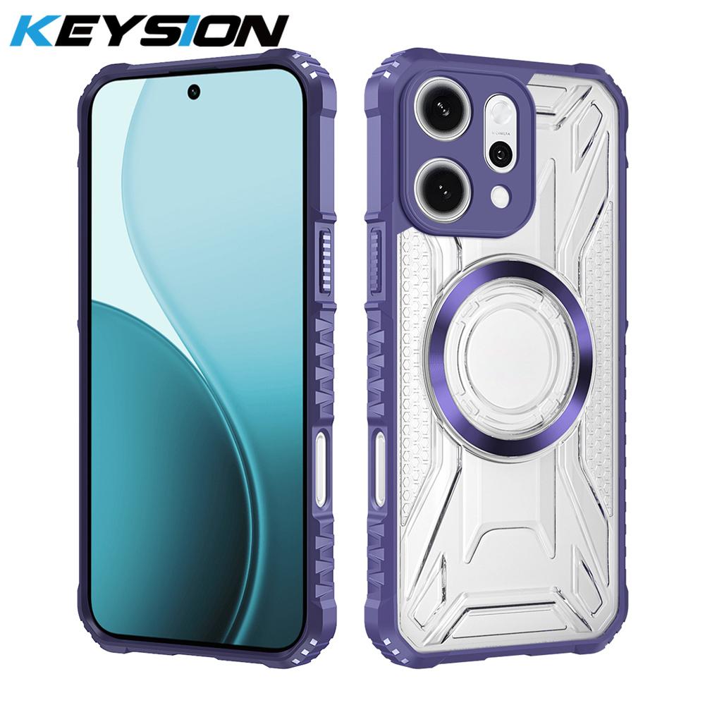 KEYSION Прозрачный магнитный чехол для OPPO Reno14 Pro 5G Мягкий силикон+ПК Сверхпрочный противоударный чехол для телефона для OPPO Reno 14 Pro