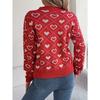Women's Autumn and Winter Sweet Color Collision Love Lantern Sleeve Pullover Sweater