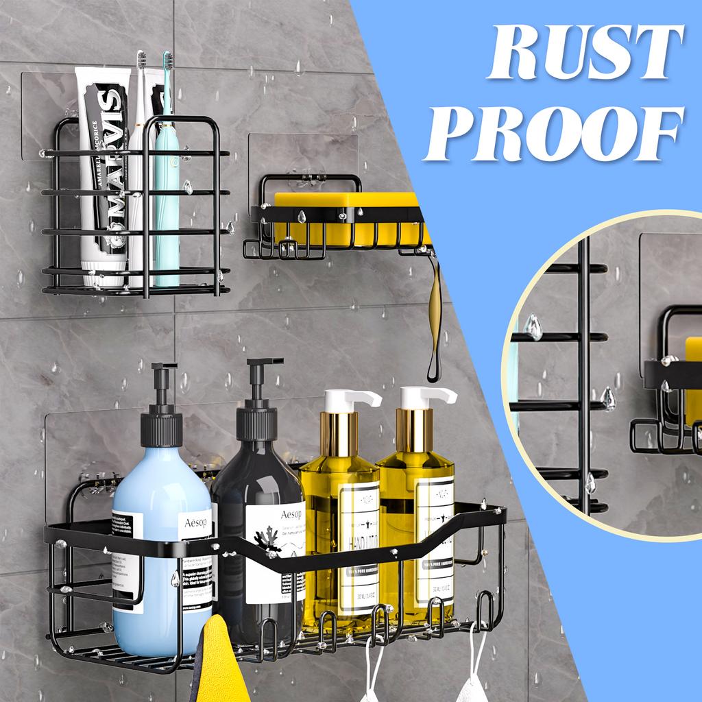 5 упаковок душевой кабины, клейкий органайзер для душа для хранения в ванной комнате, домашнего декора и кухни, без сверления, большая вместимость