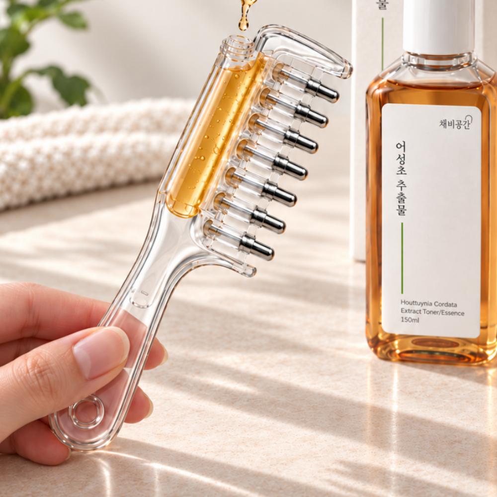 ChebiGongGan Houttuynia Cordata Extract Vegan Toner 150ml + Hair Tonic Scalp Filling Ampoule Comb Transparent Brush Set