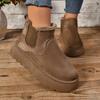 Solid Color Thick Sole,fleece,casual Comfortable Snow Boots