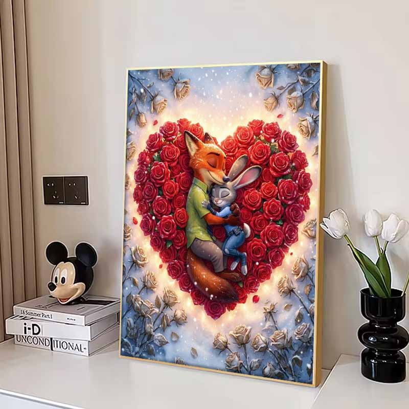 Disney Алмазная живопись 5D Джуди Ник Обнимающиеся Розовое Сердце Мультфильм Фильм Вышивка крестом Ручная работа Подарок Декор для дома