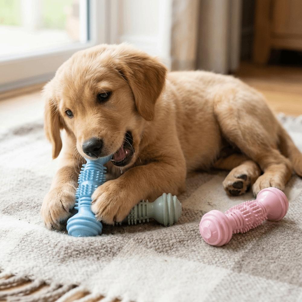Bite Tough Dumbbell Dog Chew Toy Dumbbell Shaped Puppy Teeth Cleaning Toy Oral Care