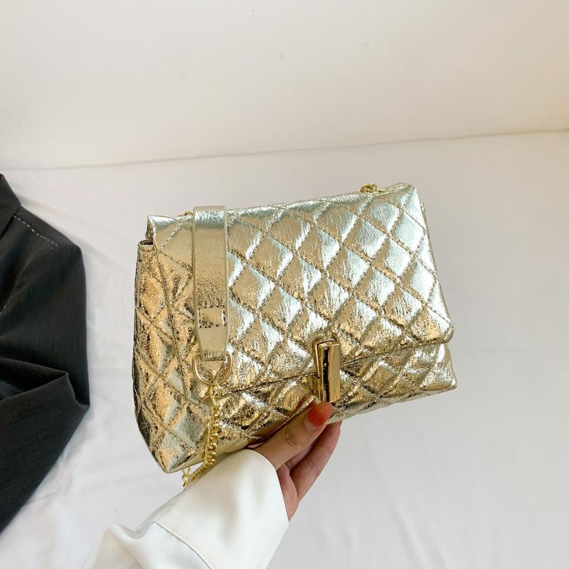 Luxury Laser Design Chevron Quilted Shoulder Bag Women'S High Quality Embroidered Thread Pu Leather Crossbody Messenger Bag