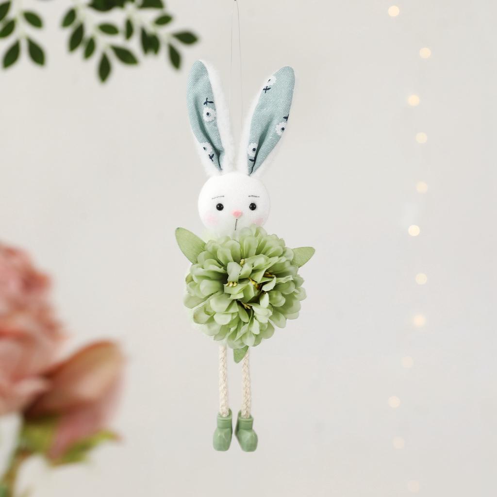 New Flower Fairy Bunny Rabbit Dolls Hanging Ornaments Pink White Yellow Green Kids Girls Gifts Easter Home Decor