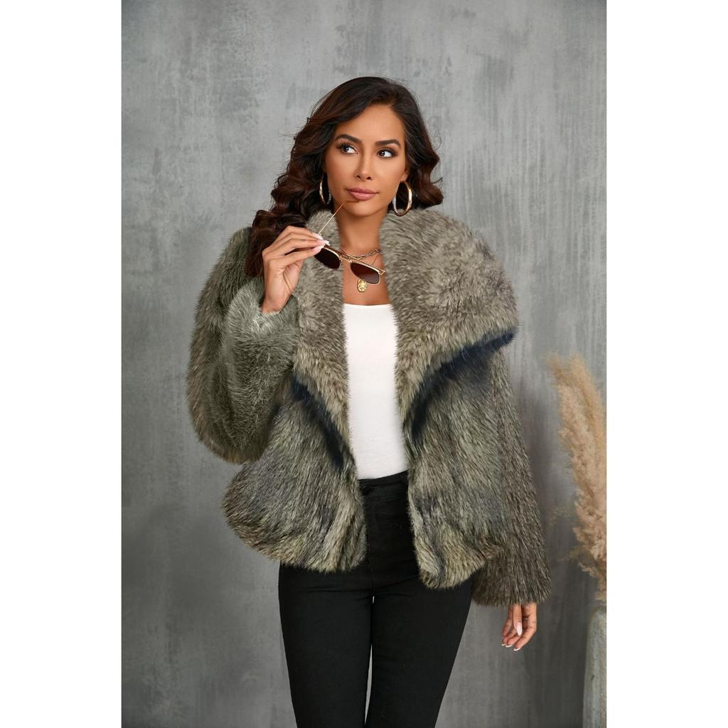 Fur Big Collar Synthetic Fur Coat Short Fashion Imitation Fox Fur Coat Fluffy Plush Women's Clothing