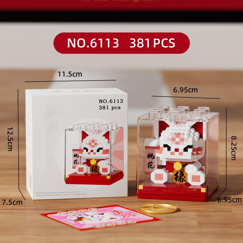 Lovely Cartoon Animal Micro Diamond Building Block Lucky Cat Lesser Panda Box Nanobricks 3D Wall Bricks Toys For Kids Gifts