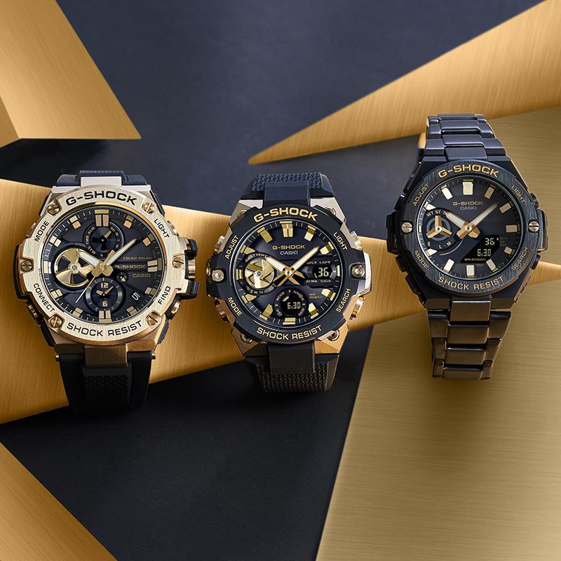 Casio Серия G-STEEL - Дисковый двойной дисплей Золотой Век Металл Солнечный Углеродный сердечник Спортивные часы Кварцевый механизм Ремешок из смолы Японский и GST-B500BD-1A9PFT