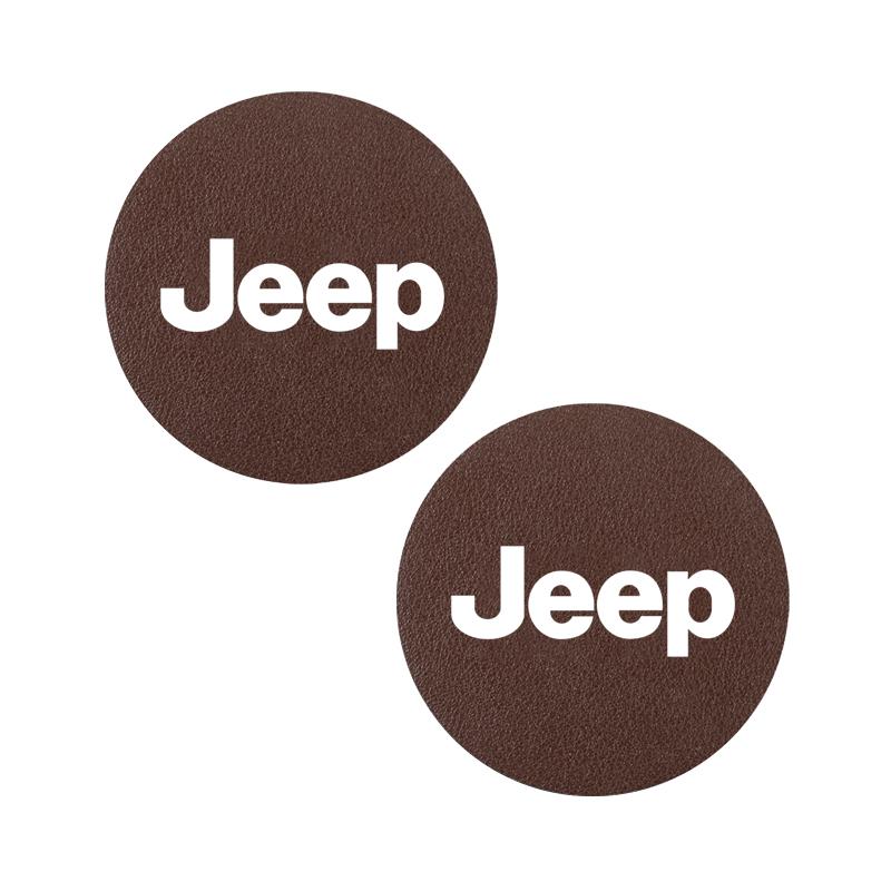 APK6 Leather Coaster Anti-noise Water Cup Pad Cushion Accessories For Jeep Grand Cherokee Wrangler Gladiator Compass Renegade Patriot