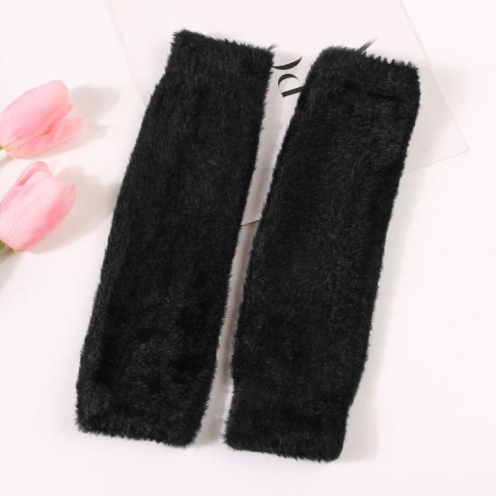 1 пара осенне-зимних перчаток с полупальцами, вязаные из искусственного меха, высокоэластичные, нескользящие, нарукавники, однотонные, сохраняющие тепло, ветрозащитные нарукавники