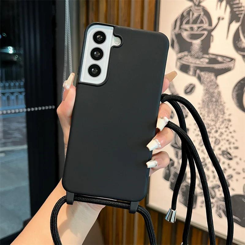 Мягкий чехол-кроссбоди для телефона Samsung Galaxy S25 Ultra S22 S21 Plus S24 S23 FE A16 A06 A55 A35 A25 A15 A05 A05S A54 A34 5G