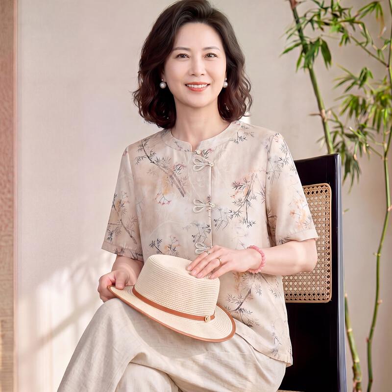 New Chinese Style Floral Short Sleeve Top
