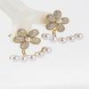 Women's Silver Pearl Cubic Floral Earrings (9939523)