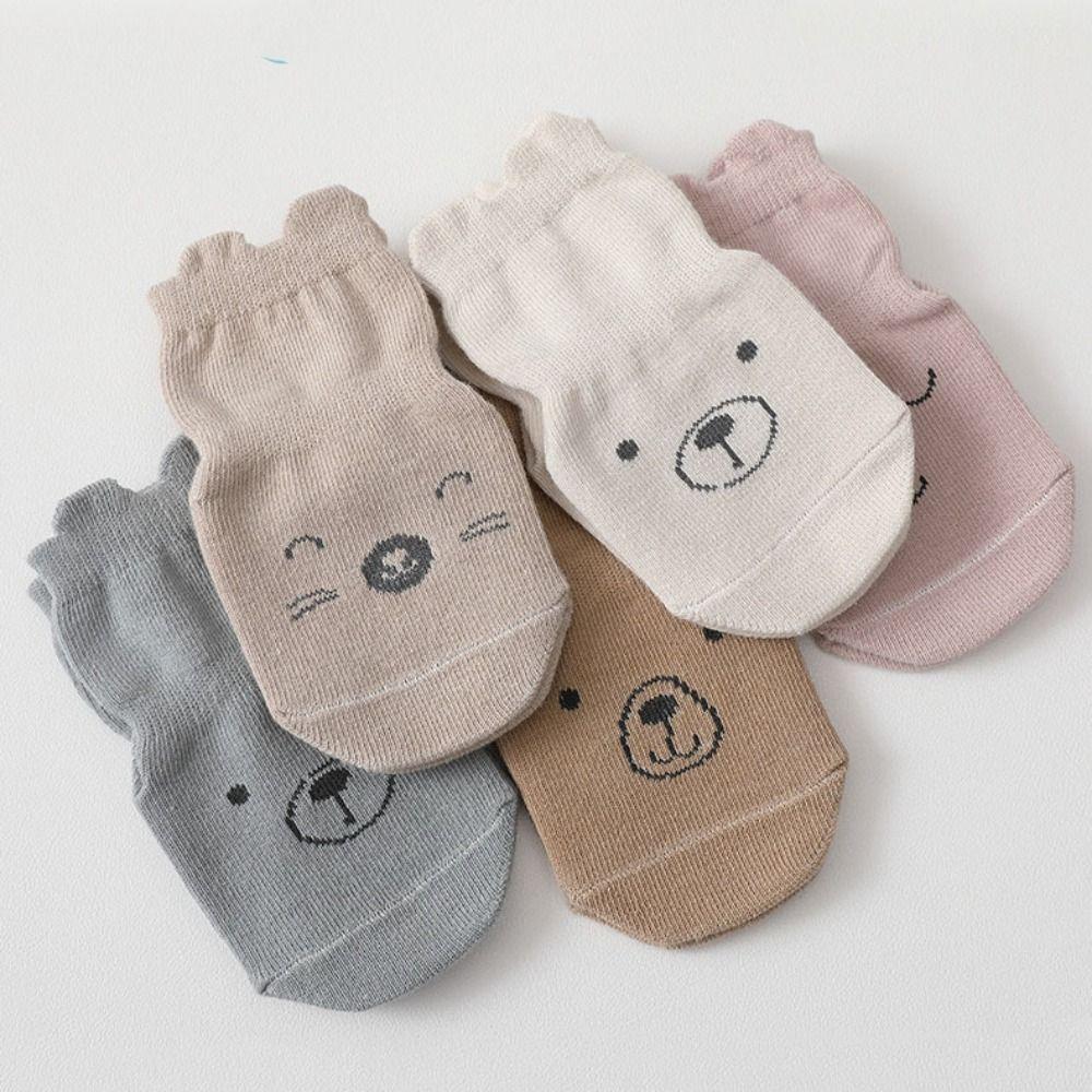 5Pairs Non-slip Toddle Step Socks Breathable Short Tube Socks Soft Baby Cotton Socks Newborn