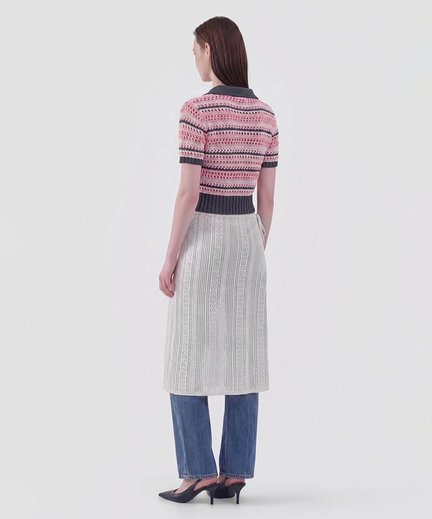 CUTZ Linen Crochet Layered Wrap Skirt