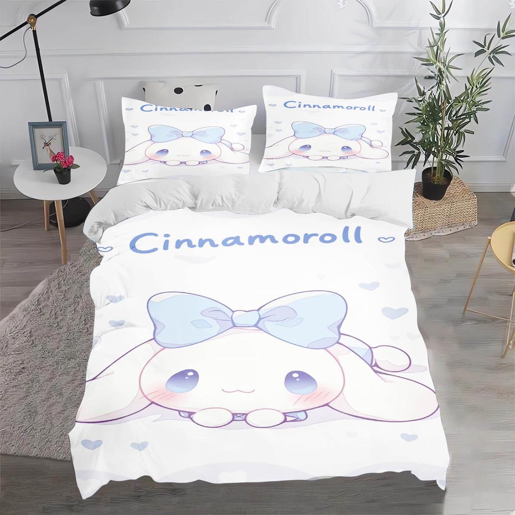 Cinnamoroll MINISO Sanrio Спальня Детский Комплект Постельного Белья Пододеяльник Комфорт Queen С Наволочкой Рождественские Подарки Дом
