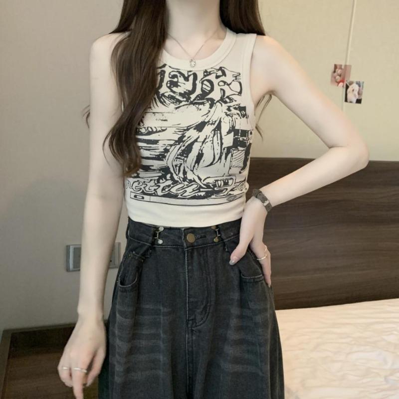 Women's Summer Vest, Fashionable Daily Summer T-shirt, Outdoor Clothing, Retro Women's Clothing, Slim Fit Women's Top