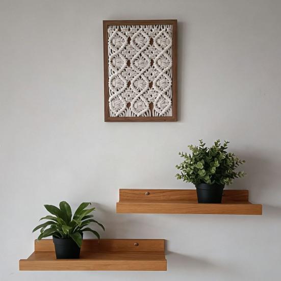Handmade Woven Tapestry Frame Framed Boho Cotton Wall Art Wooden Rope Wall Hanging