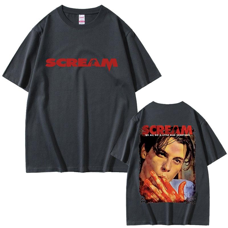 90s Horror Movie Scream Vintage Graphic Tshirts Billy Loomis Print Tshirt We All Go A Little Mad Billy Halloween Men T Shirts