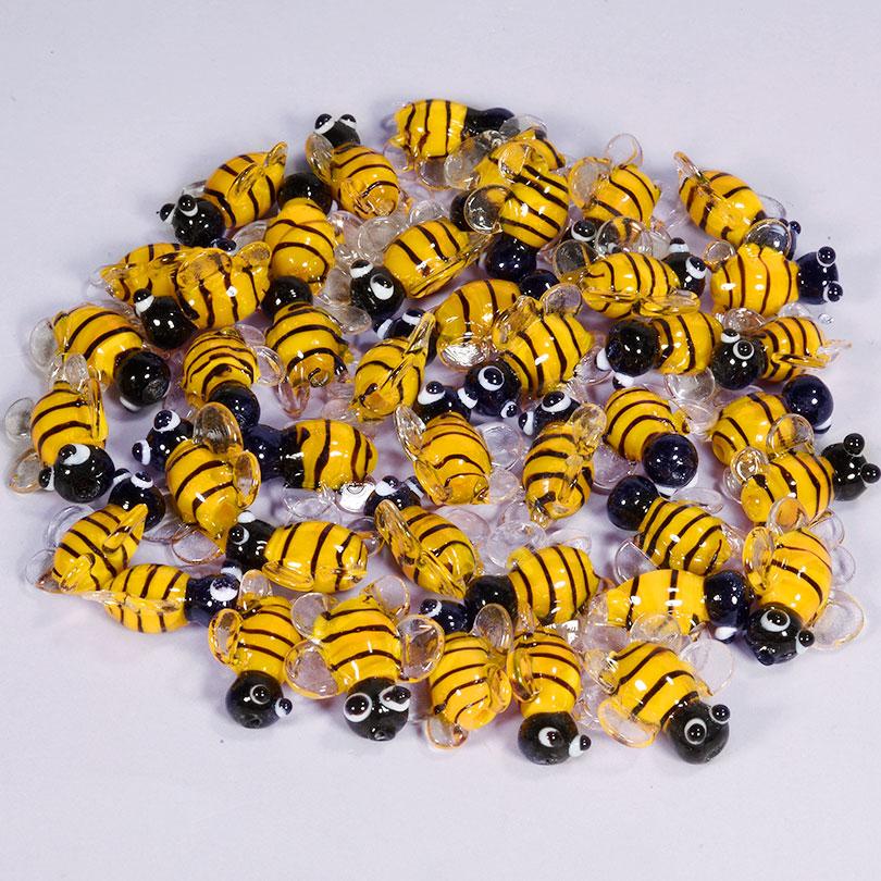 5pcs Yellow Cute Bee Charm Beads For Jewelry Making Supplies Glass Materials Animal Spacer/Loose Bead DIY Bracelets Accessories