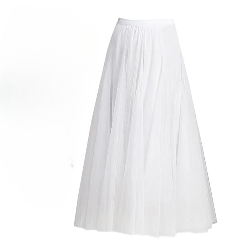 Женская юбка, длинная юбка-качели, тонкая юбка феи с высокой талией до середины тела, танцевальная сетчатая юбка